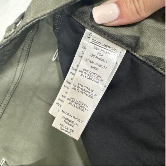 NEW‎ Good American [ Plus size 24 ] Good Waist Skinny Jeans in Camo Green - Picture 15 of 16